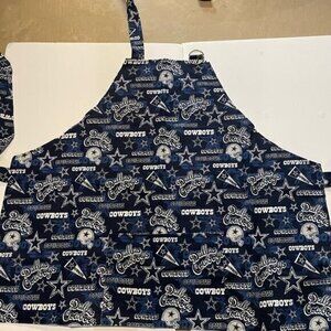 NFL Blue and White Apron with Script Dallas Cowboys Design